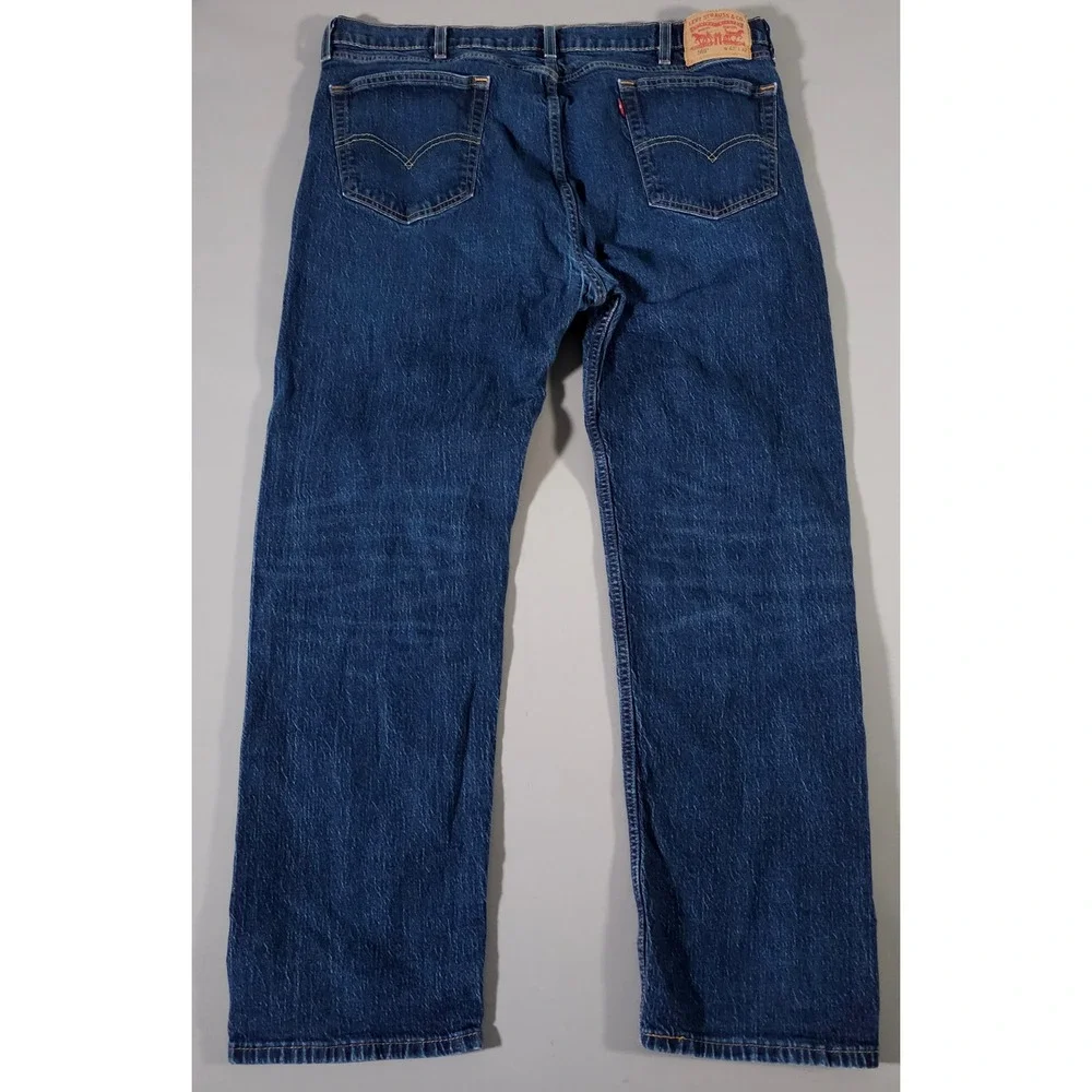 Levi's 505 Regular Fit Jeans Mens 42x32 Blue Dark Wash‎ Straight Leg Denim
